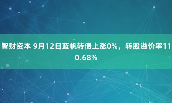智财资本 9月12日蓝帆转债上涨0%，转股溢价率110.68%